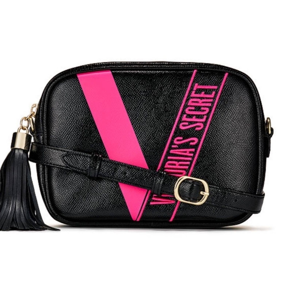 Victoria's Secret Cross Body Belt Bag Black & Hot Pink